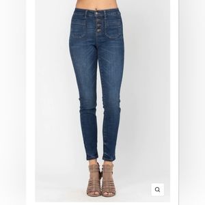 JUDY Blue Skinny Fit Button Dark Wash Jeans 16W